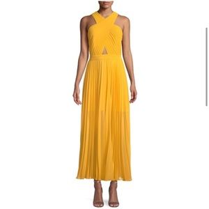 Joie Elenita Pleated Chiffon Yellow Maxi Dress size 4 - worn once; just like new